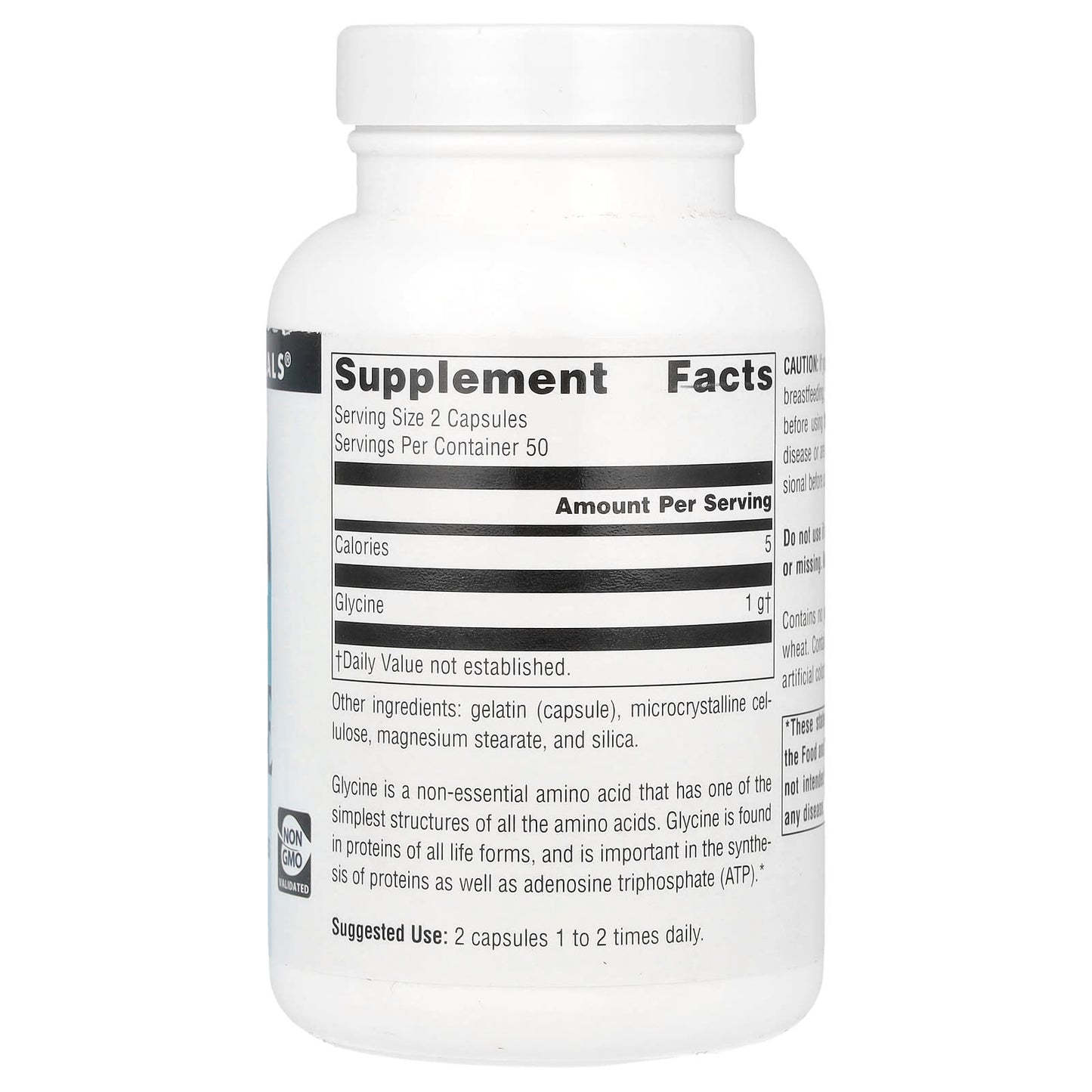Source Naturals, Glycine, 500 mg , 100 Capsules - Image 2