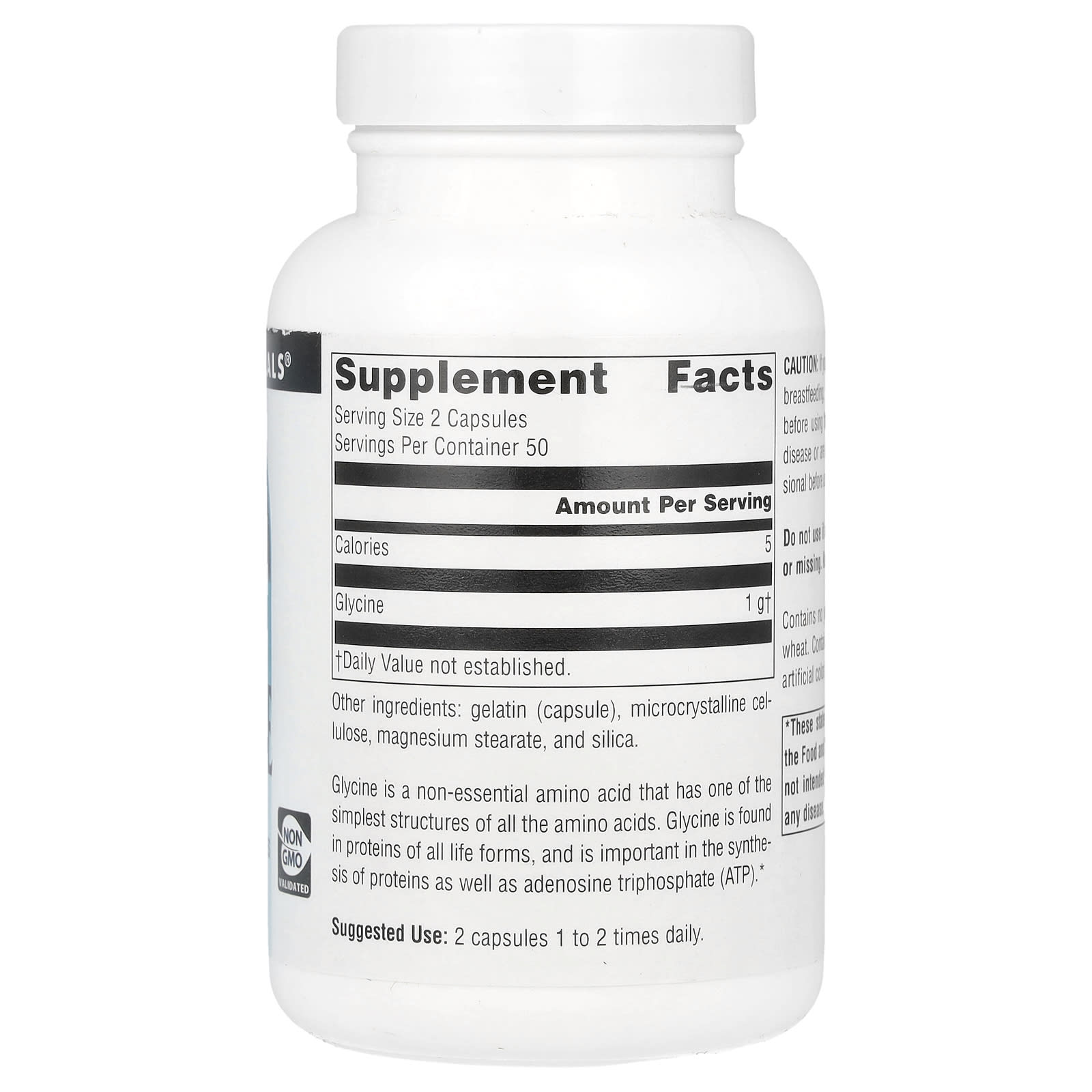 Source Naturals, Glycine, 500 mg , 100 Capsules - Image 2