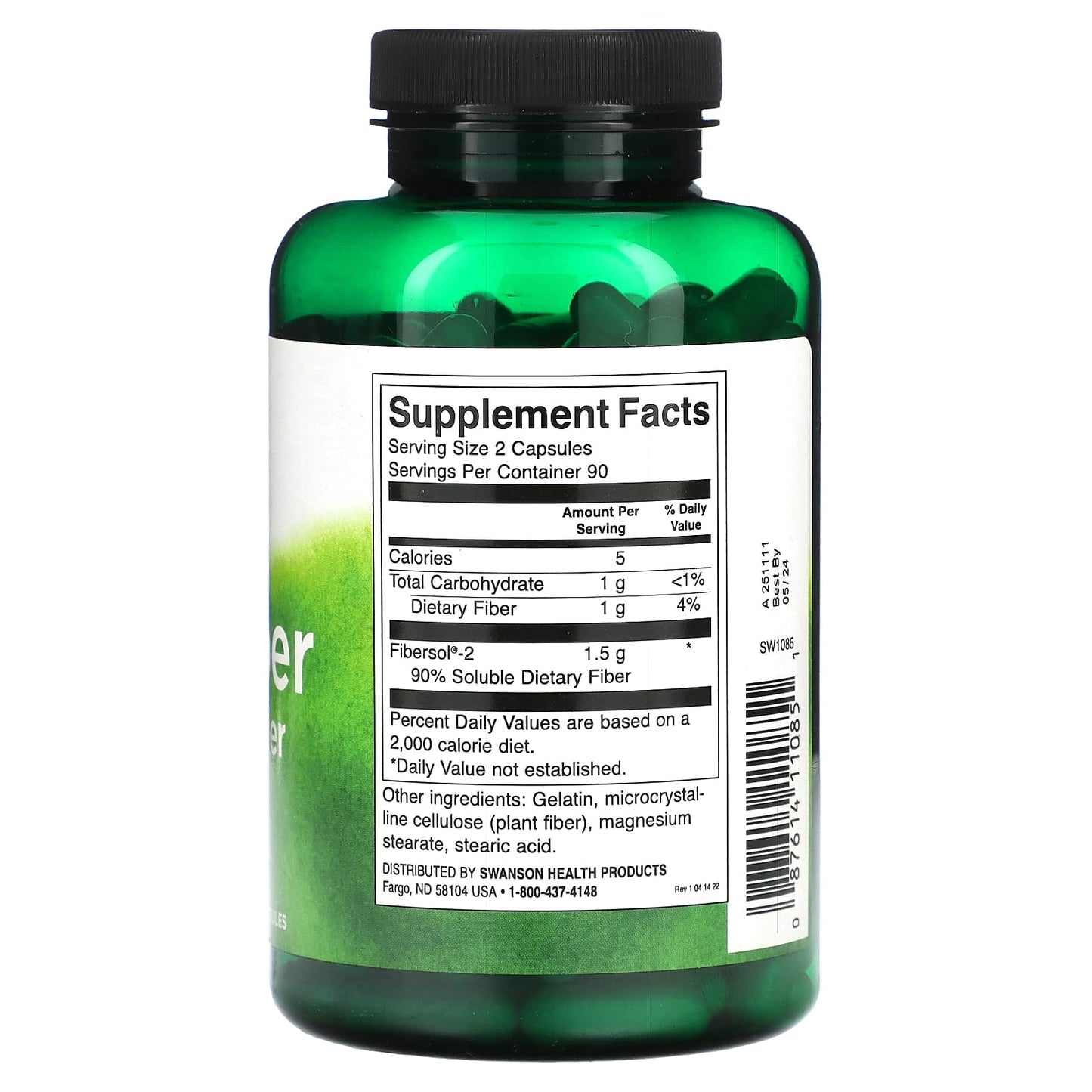 Swanson, Bio-Fiber, 750 mg, 180 Capsules - Image 2
