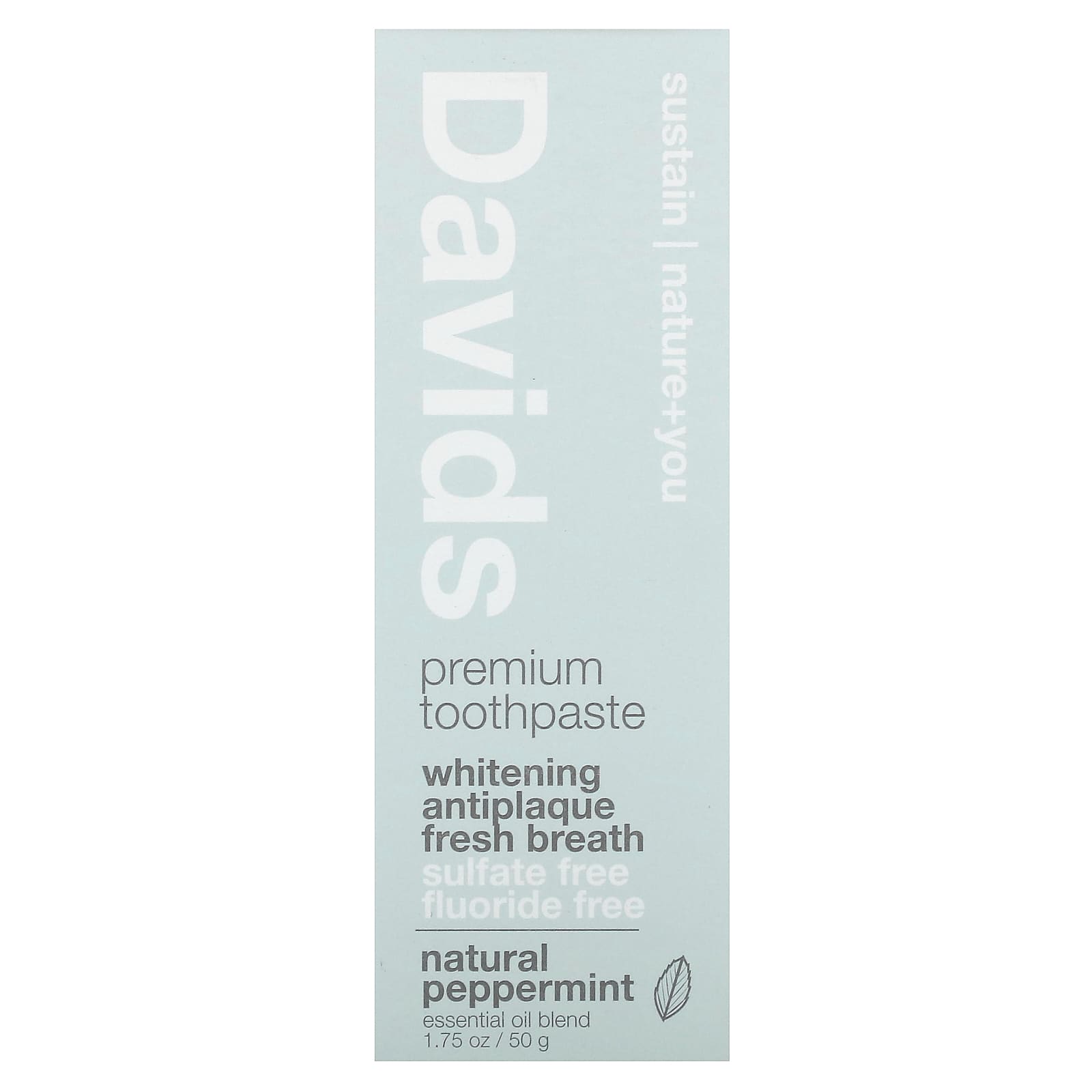 Natural Peppermint Toothpaste Whitening + Antiplaque, 1.75 oz (50g) - Vegan Cruelty Free - Image 2