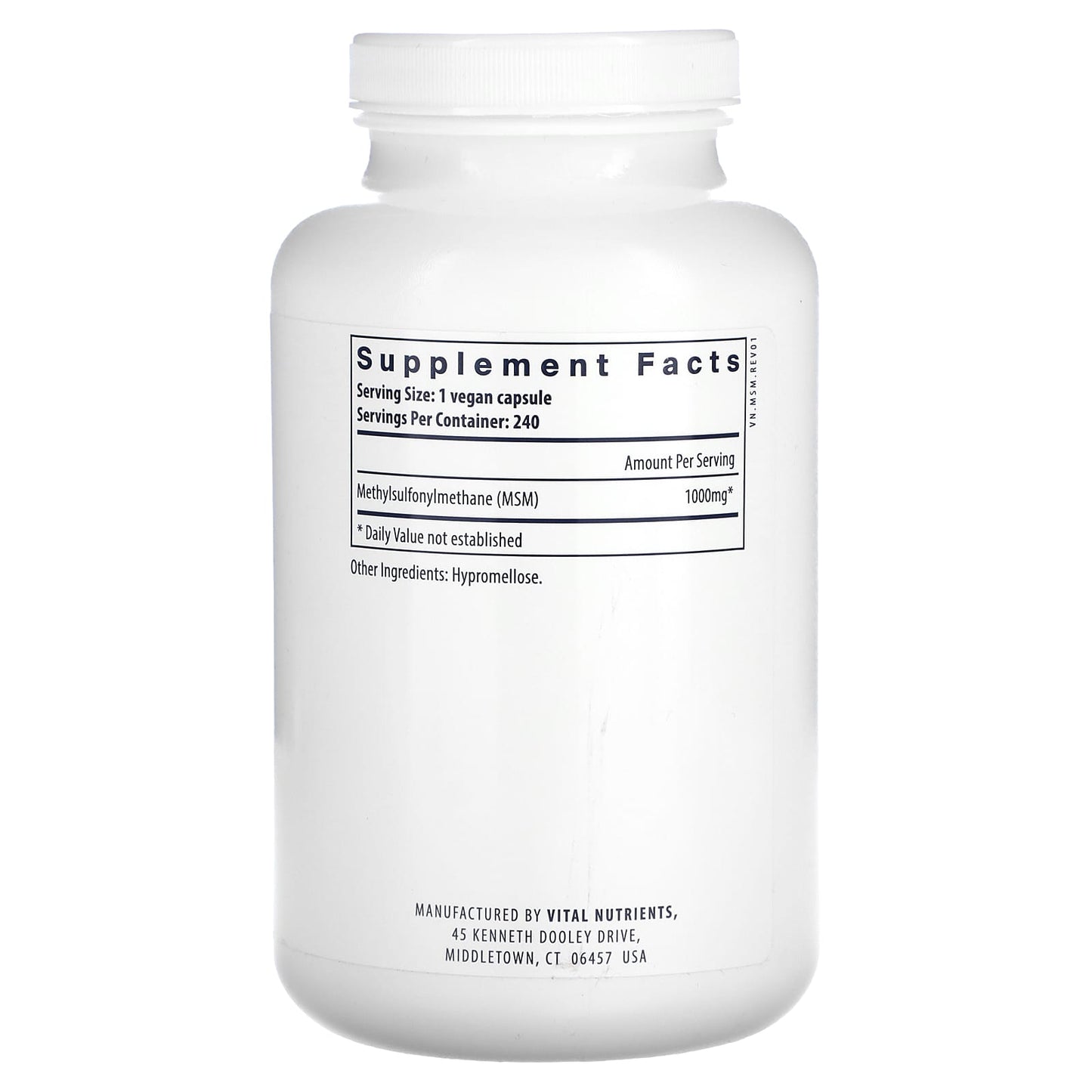 Vital Nutrients, MSM, 1,000 mg, 240 Vegan Capsules - Image 2