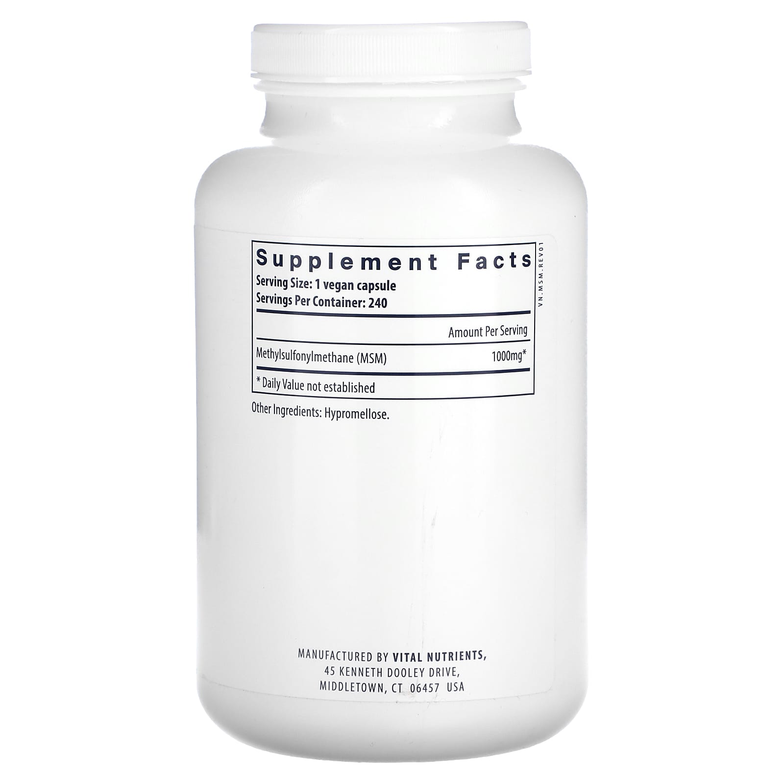 Vital Nutrients, MSM, 1,000 mg, 240 Vegan Capsules - Image 2