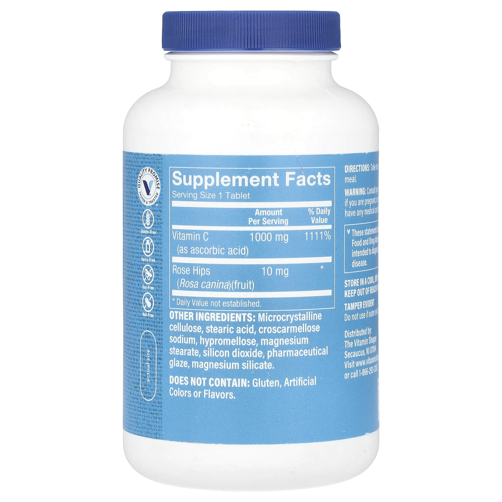 The Vitamin Shoppe, Vitamin C With Rose Hips, 300 Tablets - Image 2