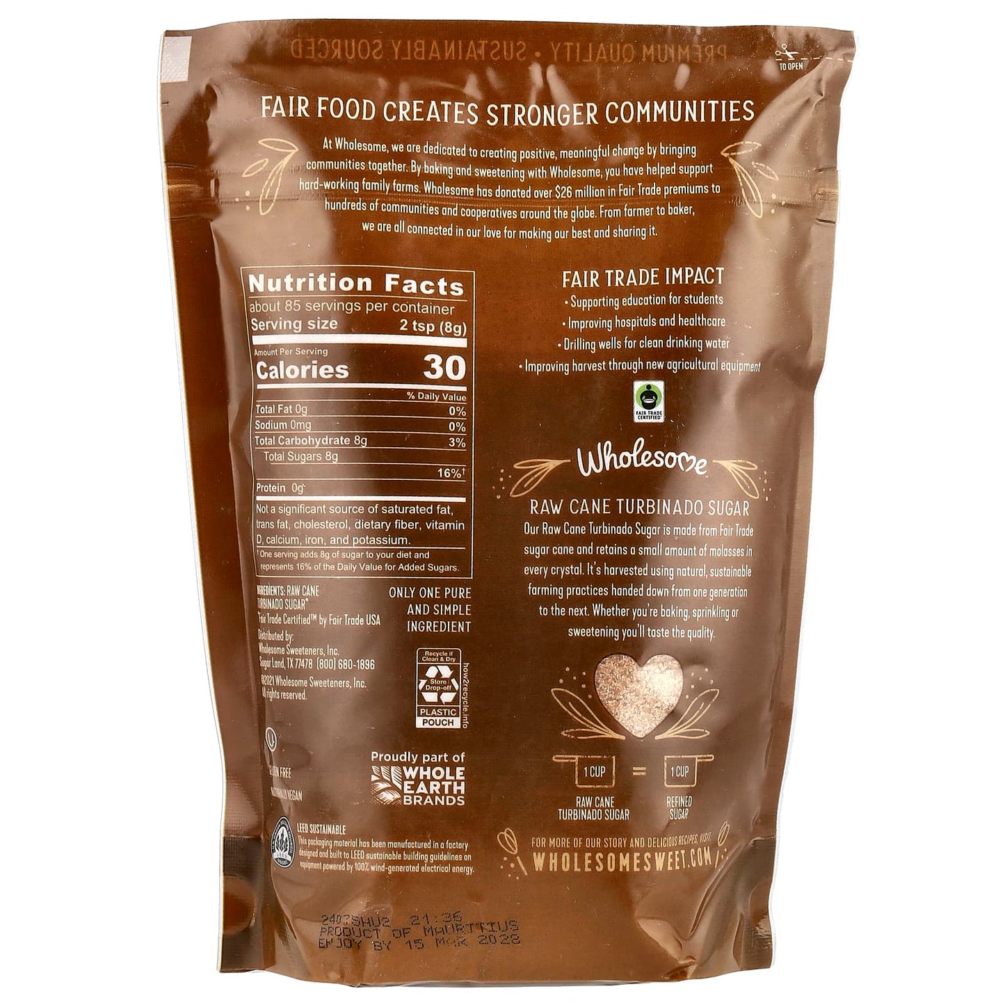Wholesome Sweeteners, Raw Cane Turbinado Sugar, 24 oz (680 g) - Image 2