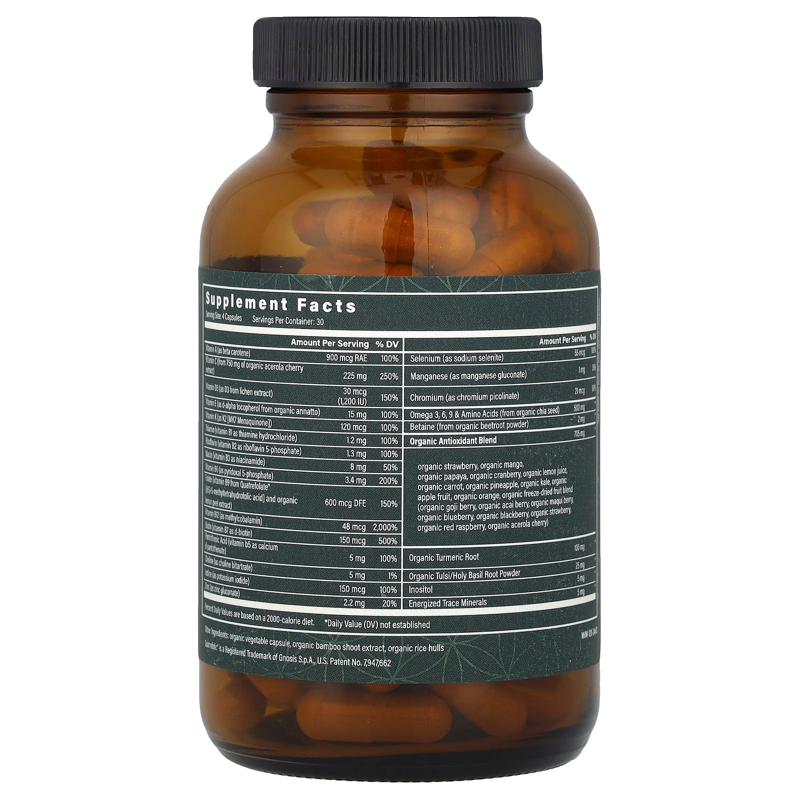Global Healing USDA Organic Multivitamin with Minerals - 120 Capsules - Image 2