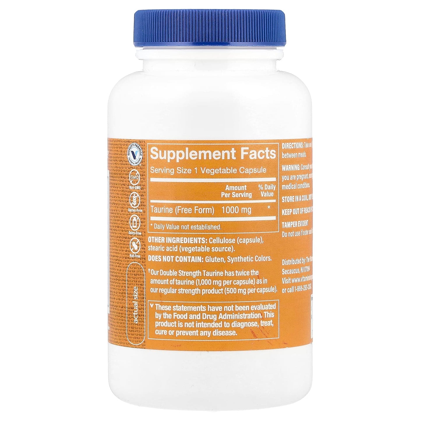 The Vitamin Shoppe, Double Strength Taurine, 1,000 mg, 100 Vegetable Capsules