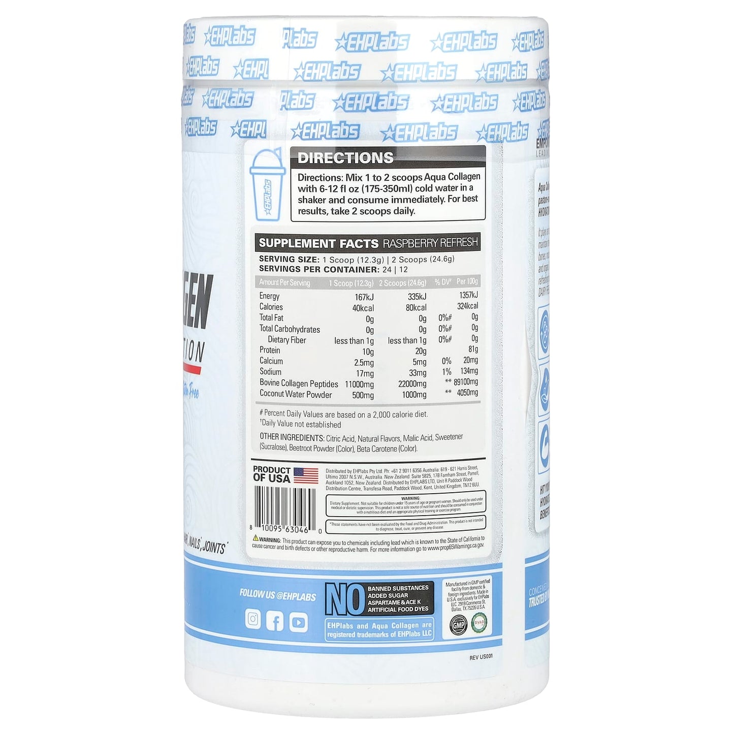 EHPlabs Aqua Collagen Protein Hydration Supplement | 20g Protein - Image 2