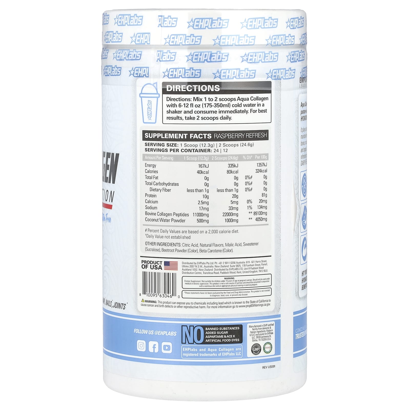 EHPlabs Aqua Collagen Protein Hydration Supplement | 20g Protein - Image 2