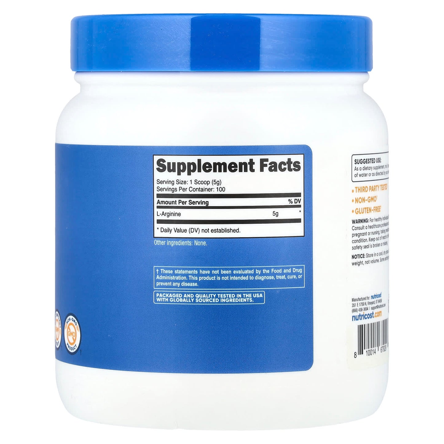 Nutricost, L-Arginine, Unflavored, 17.9 oz (500 g) - Image 2