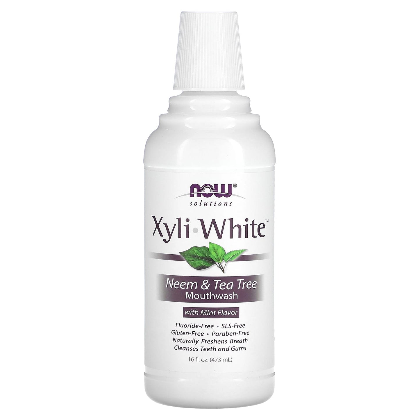 NOW Foods, Solutions, Xyli-White Mouthwash, Fluoride-Free, Neem & Tea Tree with Mint, 16 fl oz (473 ml) - Image 1
