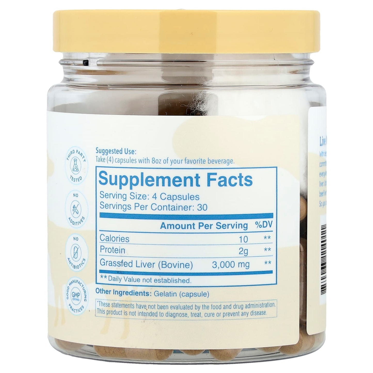 Wondercow, Grass Fed Beef Liver, 120 Capsules - Image 2