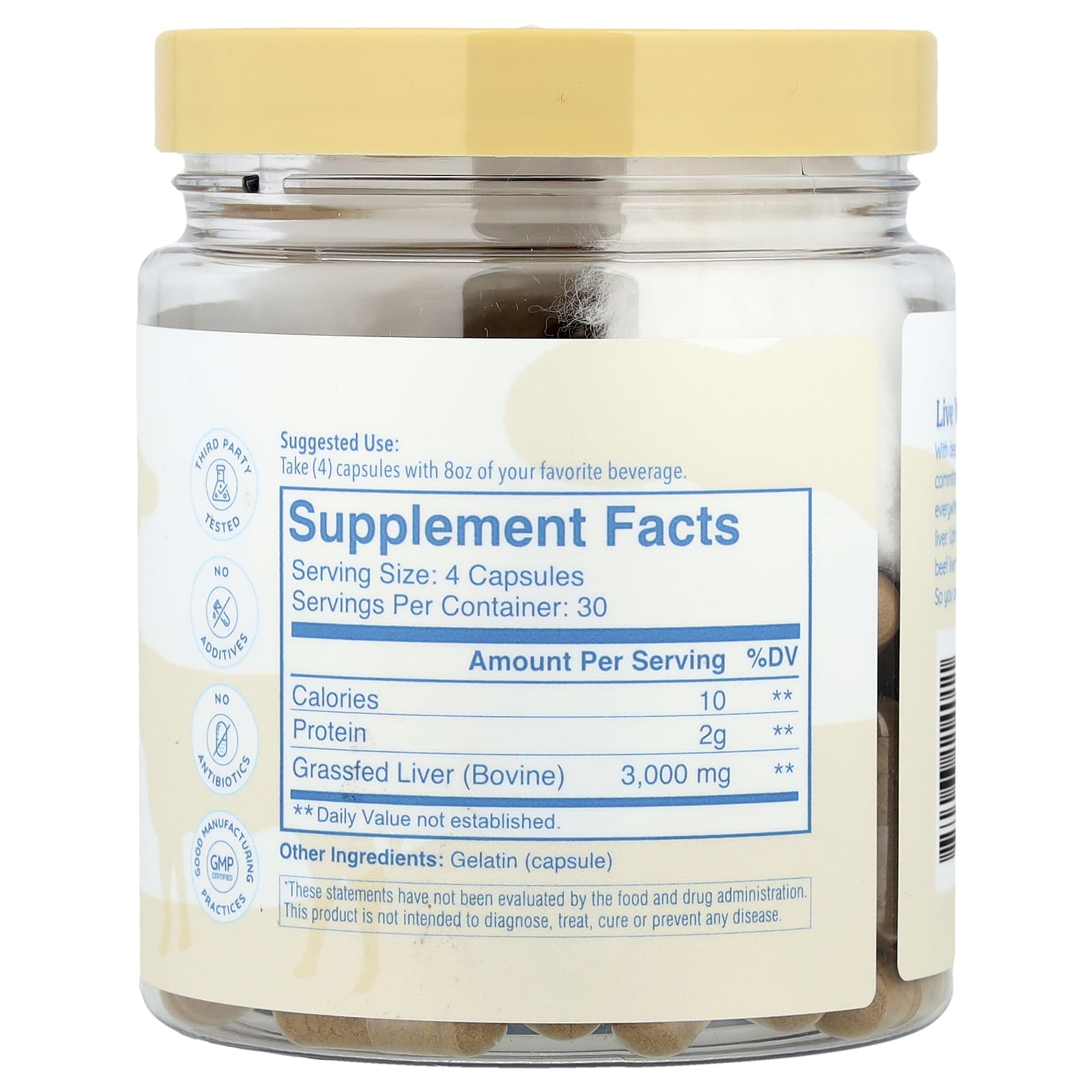 Wondercow, Grass Fed Beef Liver, 120 Capsules - Image 2