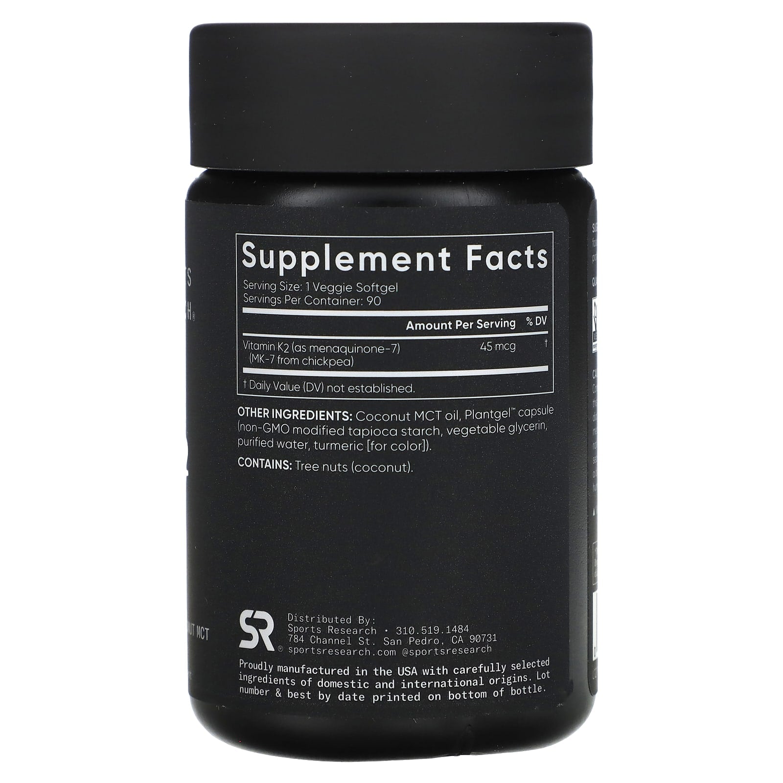 Sports Research, Vitamin K2, Low Dose, 45 mcg, 90 Veggie Softgels - Image 2