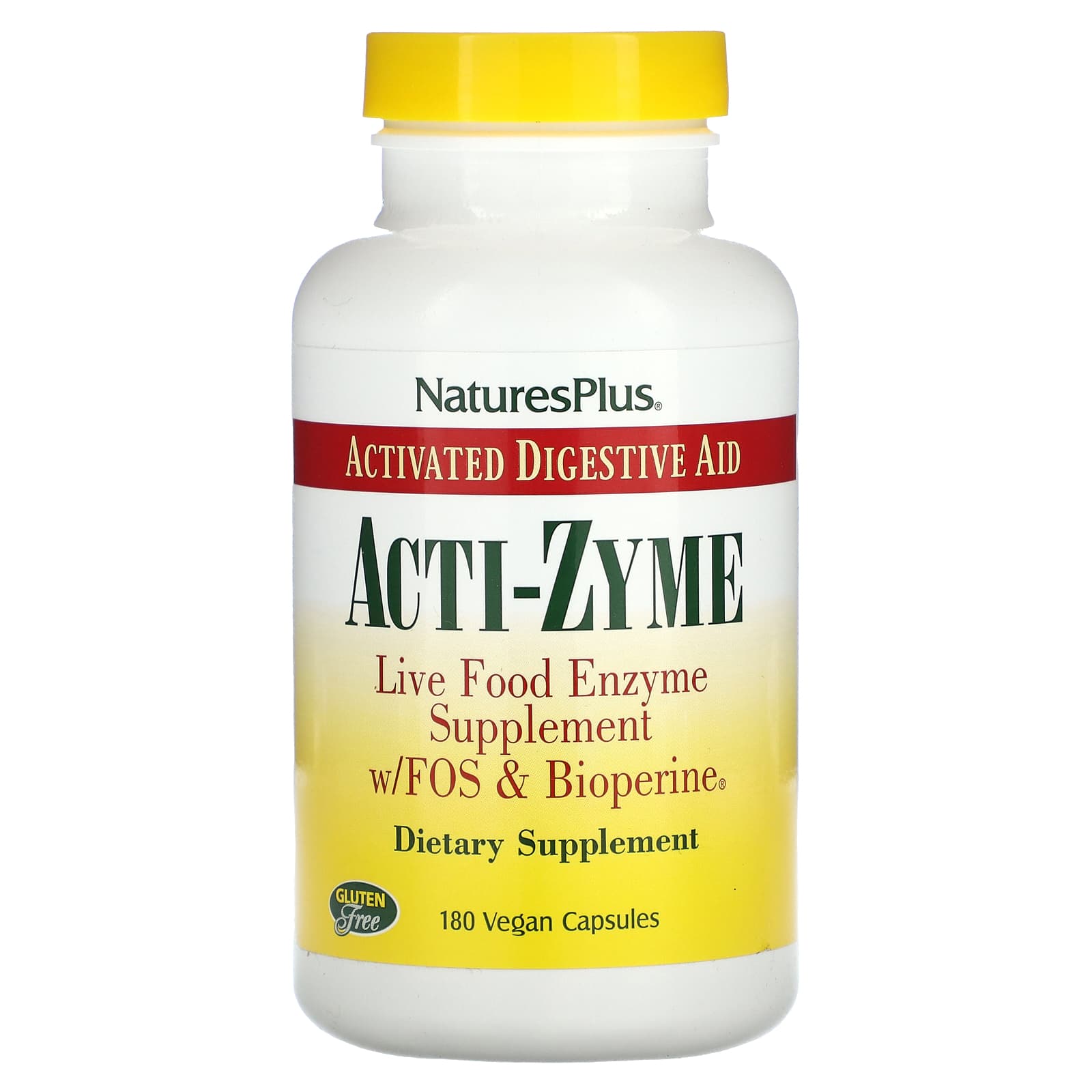 NaturesPlus, Acti-Zyme, 180 Vegan Capsules - Image 1