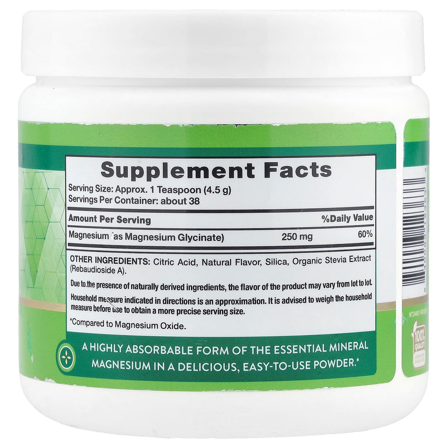 Nature's Truth, Non-Buffered Magnesium Glycinate Powder, Natural Lemon , 6 oz (170 g) - Image 2