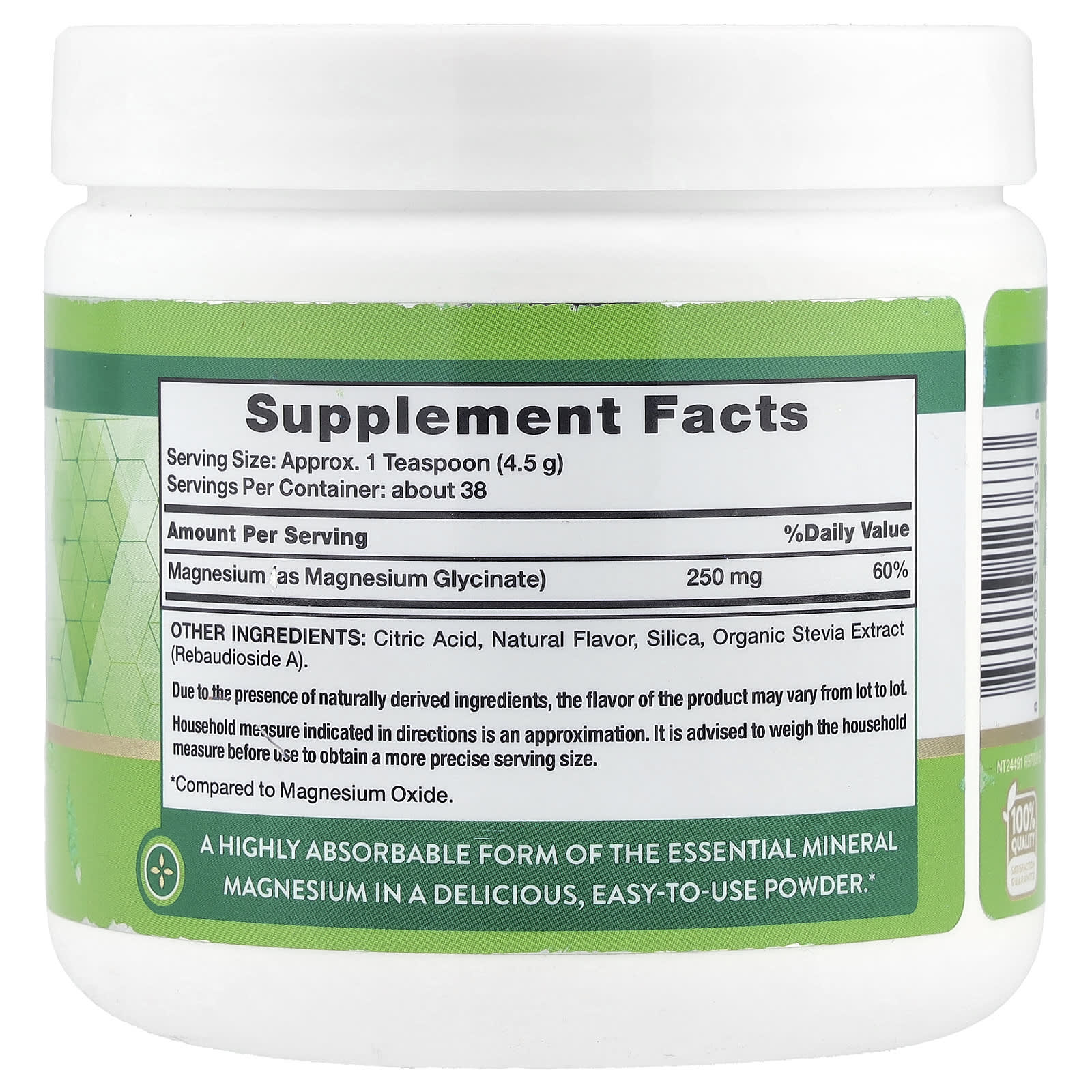 Nature's Truth, Non-Buffered Magnesium Glycinate Powder, Natural Lemon , 6 oz (170 g) - Image 2