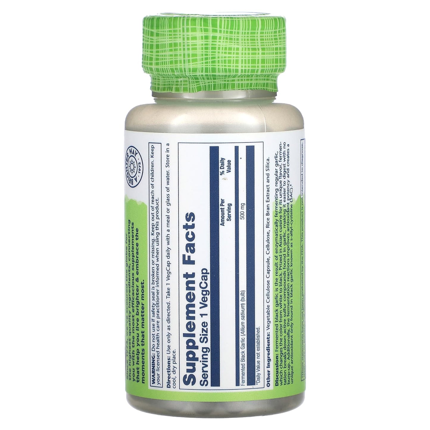 Solaray, True Herbs, Black Garlic, Fermented, 500 mg, 50 VegCaps - Image 2