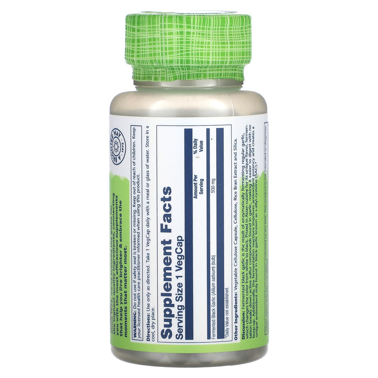 Solaray, True Herbs, Black Garlic, Fermented, 500 mg, 50 VegCaps - Image 2