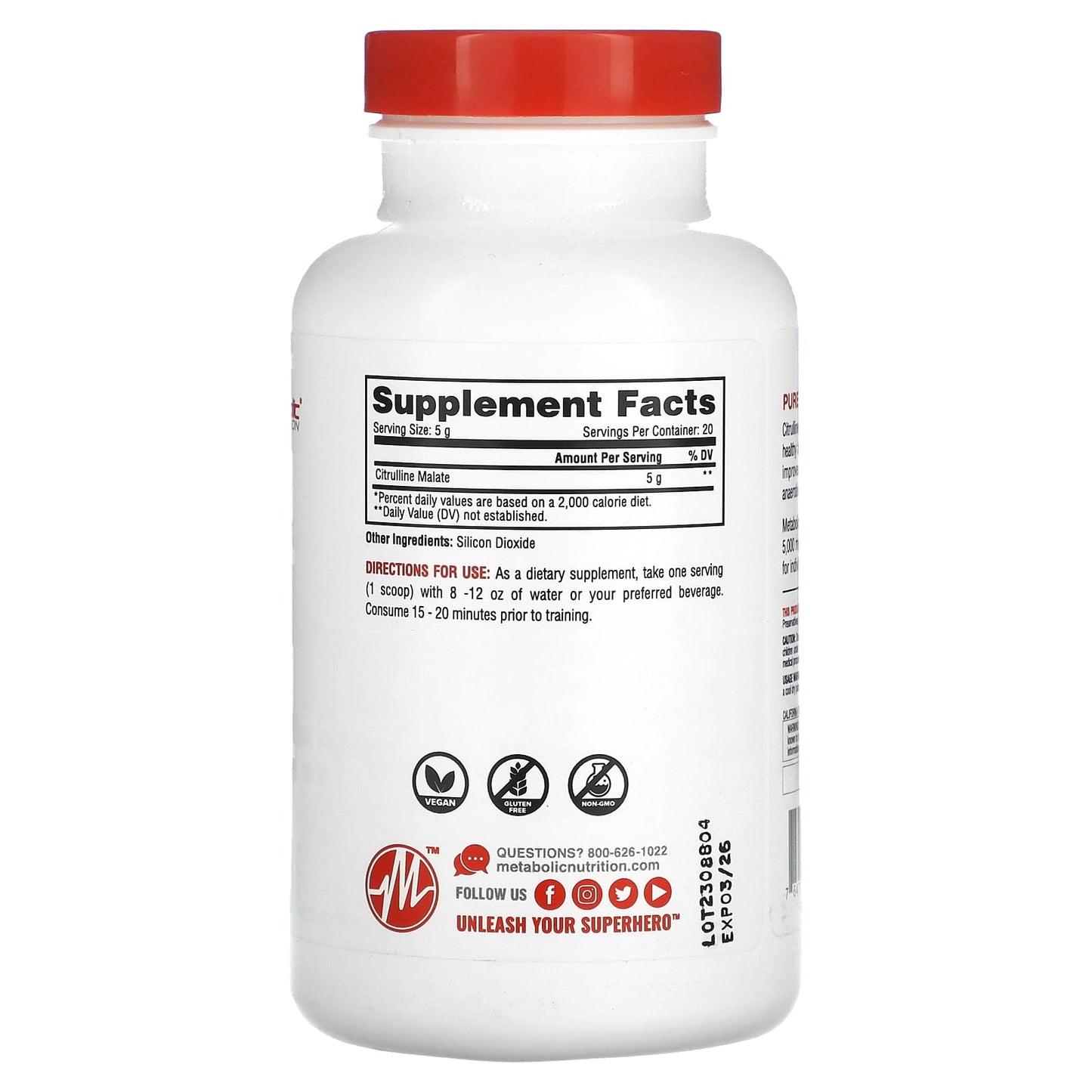 Metabolic Nutrition, Citrulline, Unflavored, 3.52 oz (100 g) - Image 2