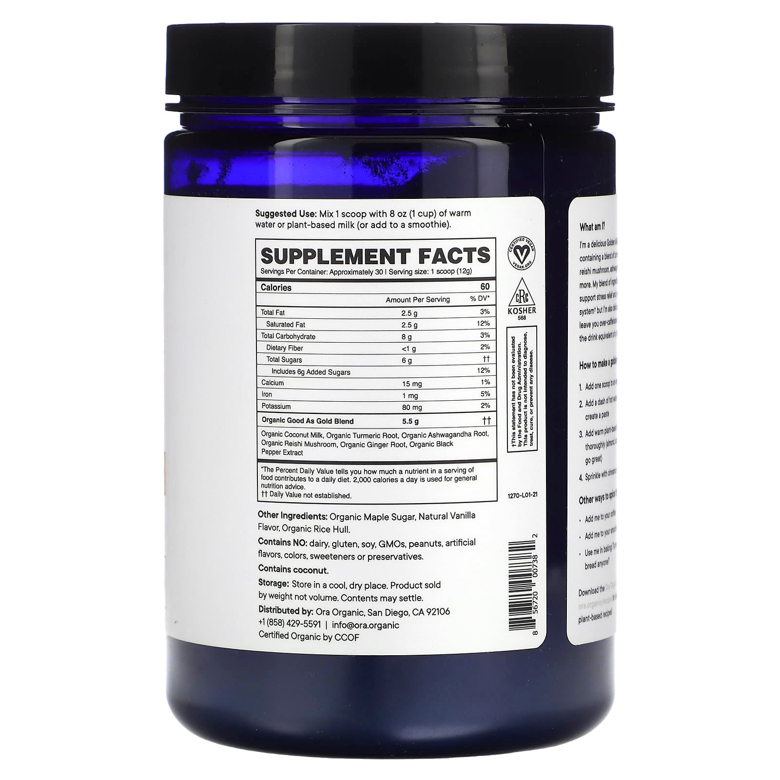 Ora, Good As Gold, Golden Milk Turmeric Powder, 12.87 oz (365 g) - Image 2