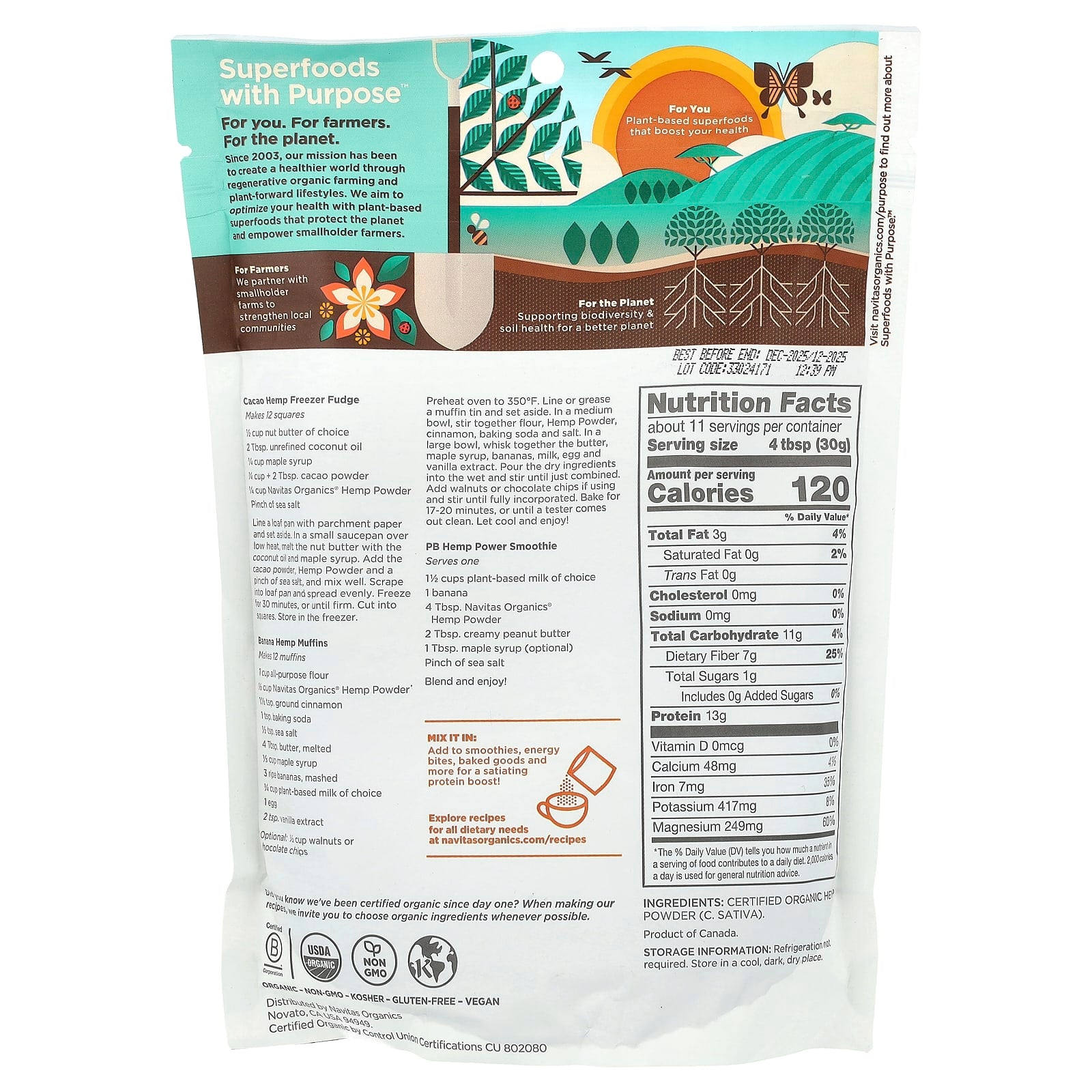 Navitas Organics, Organic Hemp Powder, 12 oz (340 g) - Image 2