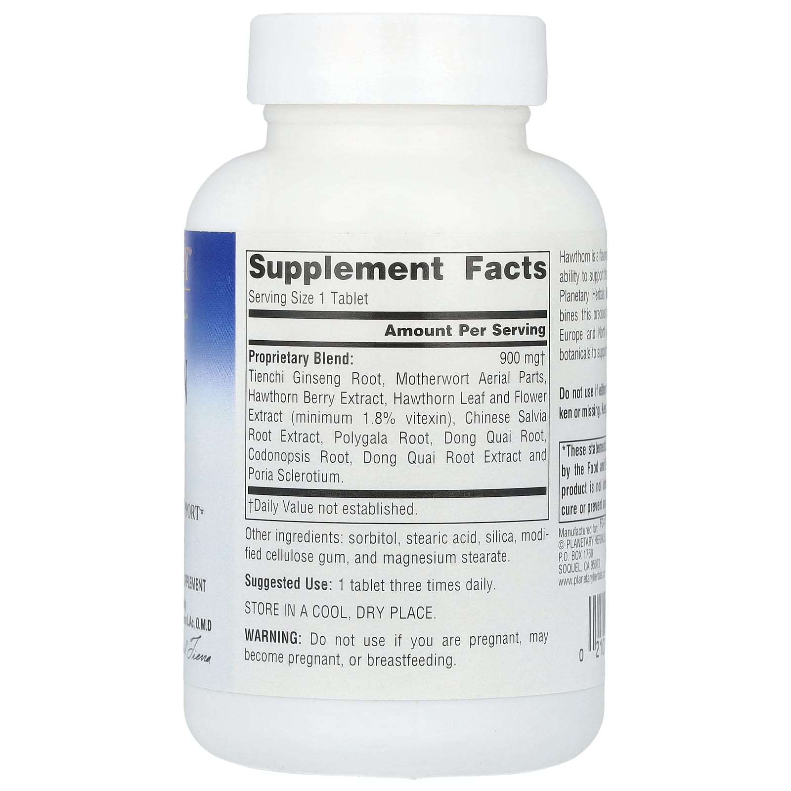 Planetary Herbals, Hawthorn Heart™, 900 mg, 60 Tablets - Image 2