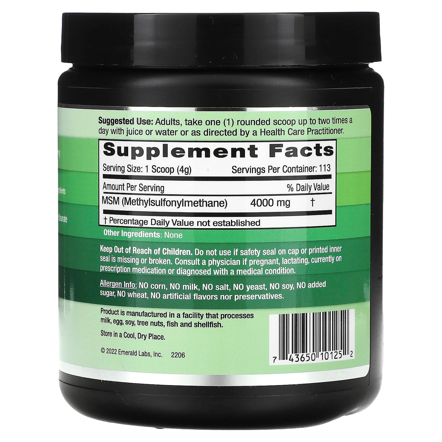 Emerald Laboratories Vegan MSM Powder 1 lb for Joint & Allergy Support - Image 2