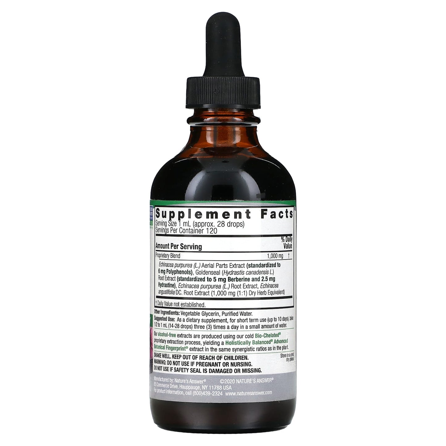 Nature's Answer, Echinacea & Goldenseal, Alcohol-Free, 4 fl oz (120 ml) - Image 2