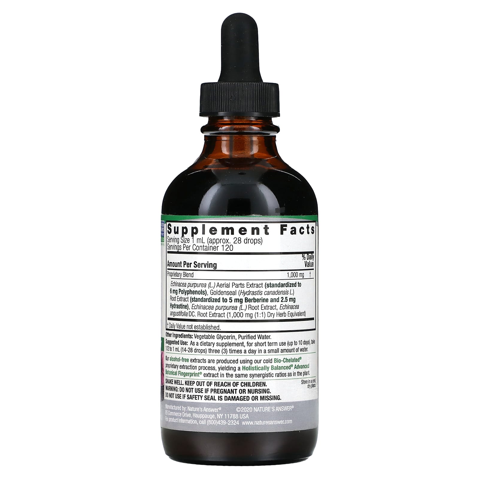 Nature's Answer, Echinacea & Goldenseal, Alcohol-Free, 4 fl oz (120 ml) - Image 2