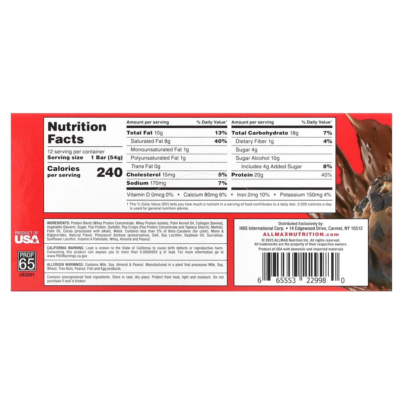 ALLMAX Hexapro Protein Bars, Chocolate Chip Cookie Dough, High-Protein Snack - Image 2
