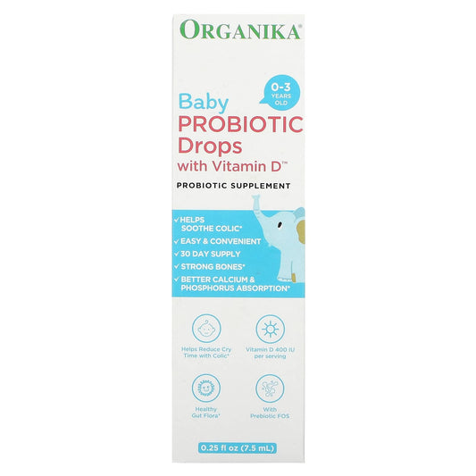 Organika, Baby Probiotic Drops with Vitamin D, 0-3 Years , 0.25 fl oz (7.5 ml) - Image 1