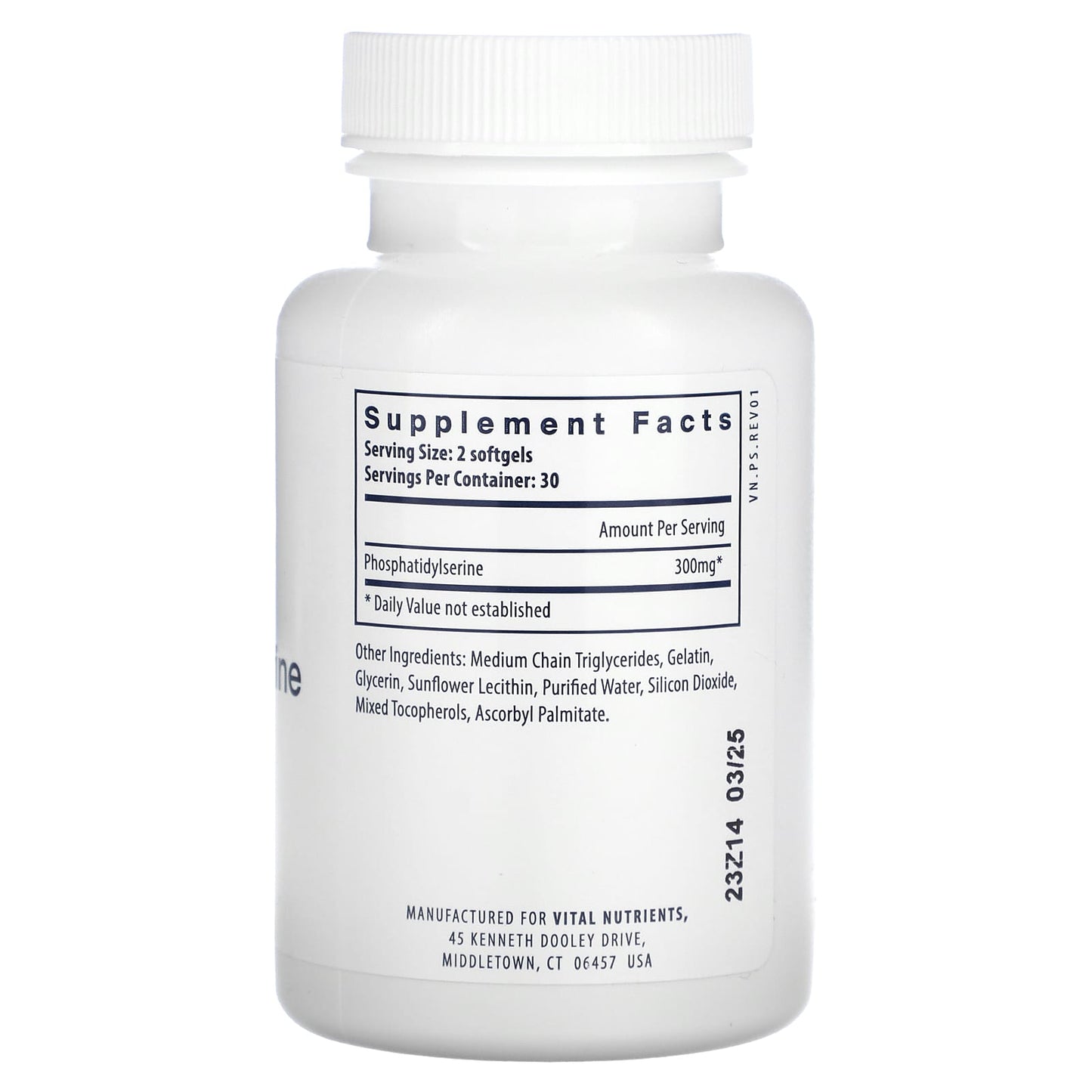 Vital Nutrients, Phosphatidylserine, 60 Softgels (150 mg per Softgel) - Image 2