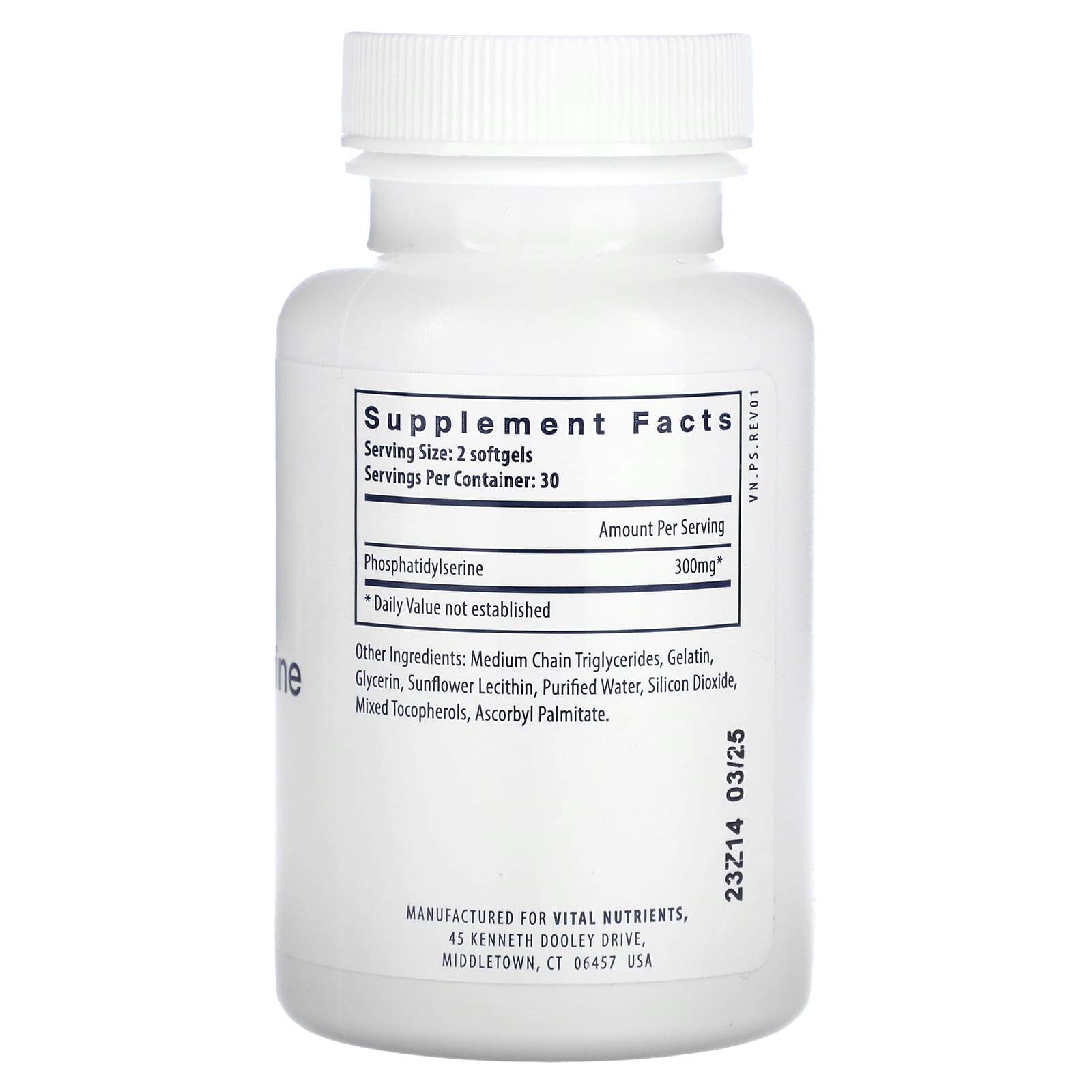 Vital Nutrients, Phosphatidylserine, 60 Softgels (150 mg per Softgel) - Image 2