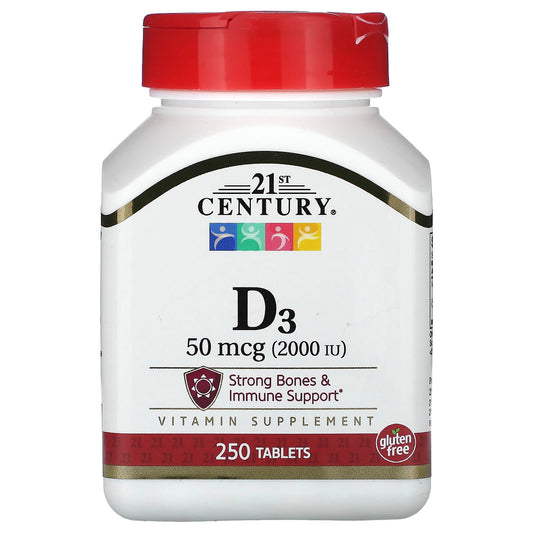 Vitamin D3 50 mcg, 250 Tablets for Strong Bones & Immune Support - Image 1