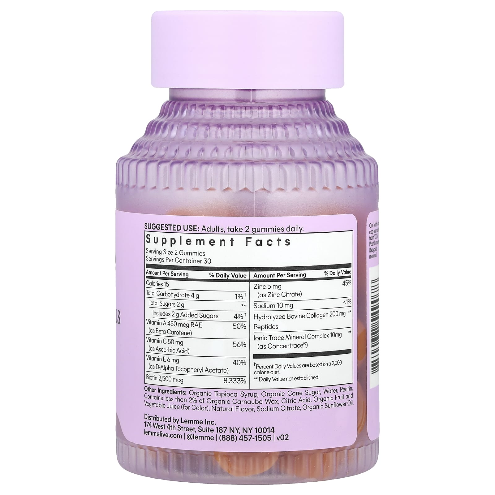 Lemme, Glow, Hair, Skin & Nails Gummies, Peach, 60 Gummies - Image 2