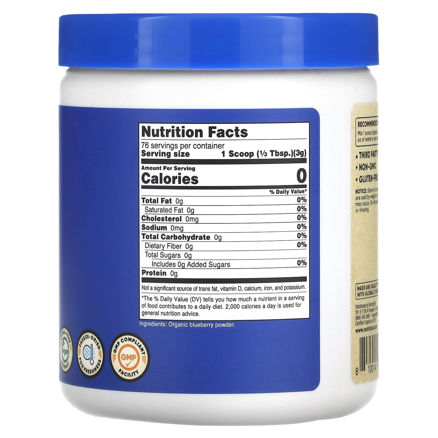 Nutricost, Organic Blueberry Powder, Unflavored, 8 oz (227 g) - Image 2