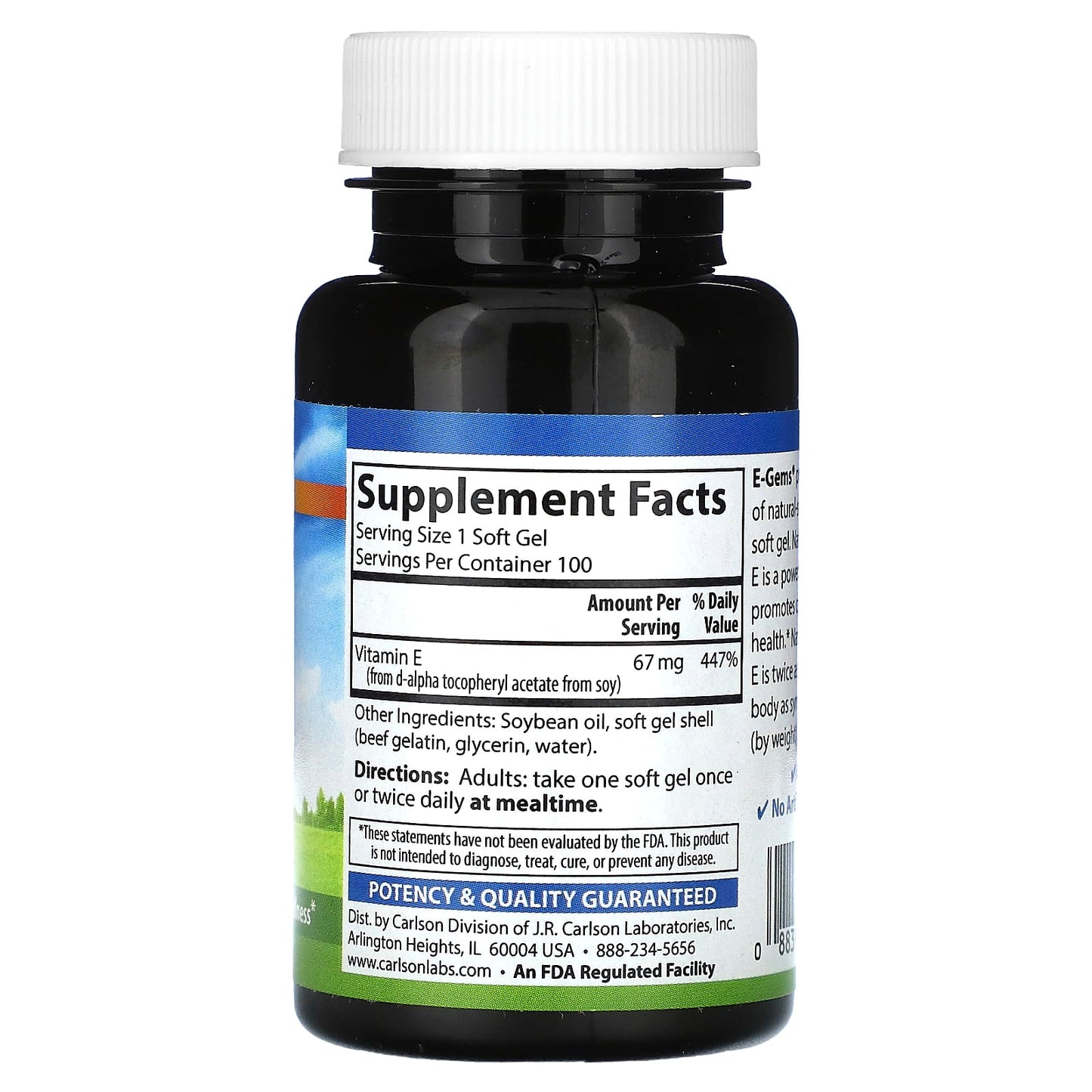 Carlson E-Gems Vitamin E 100 IU Soft Gels for Heart Health - Image 2