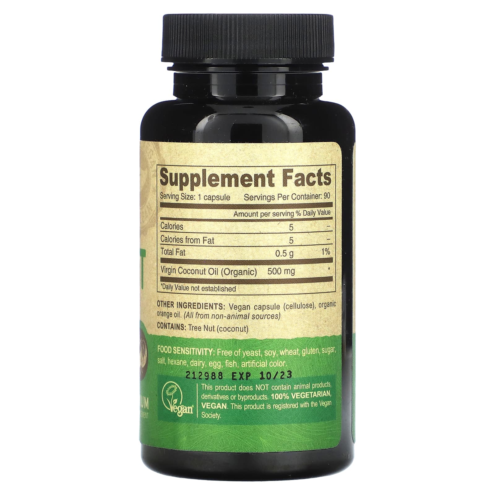 Vegan Coconut Oil Supplement, 90 Capsules, 500mg each - Deva - Image 2
