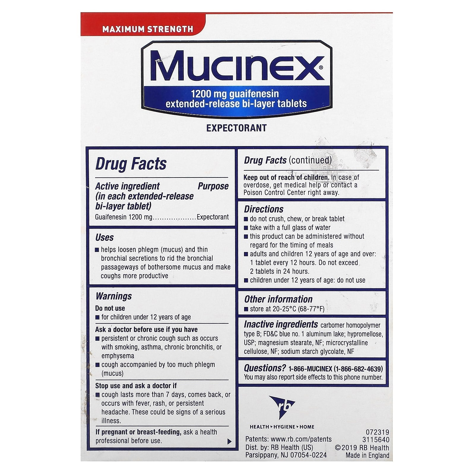Mucinex, 12 Hour Chest Congestion, Maximum Strength, 1,200 mg, 14 Extended-Release Bi-Layer Tablets - Image 2