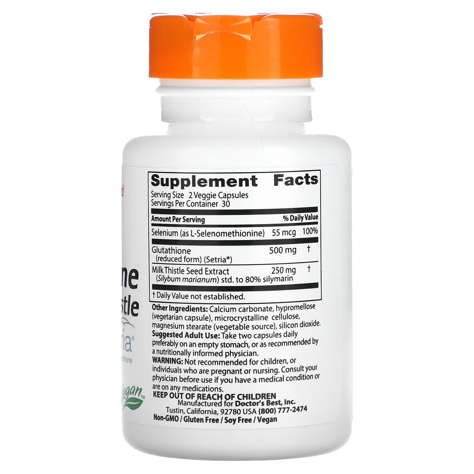 <strong>Glutathione + Milk Thistle</strong> Supplement by Doctor's Best - 60 Veggie Caps - Image 2