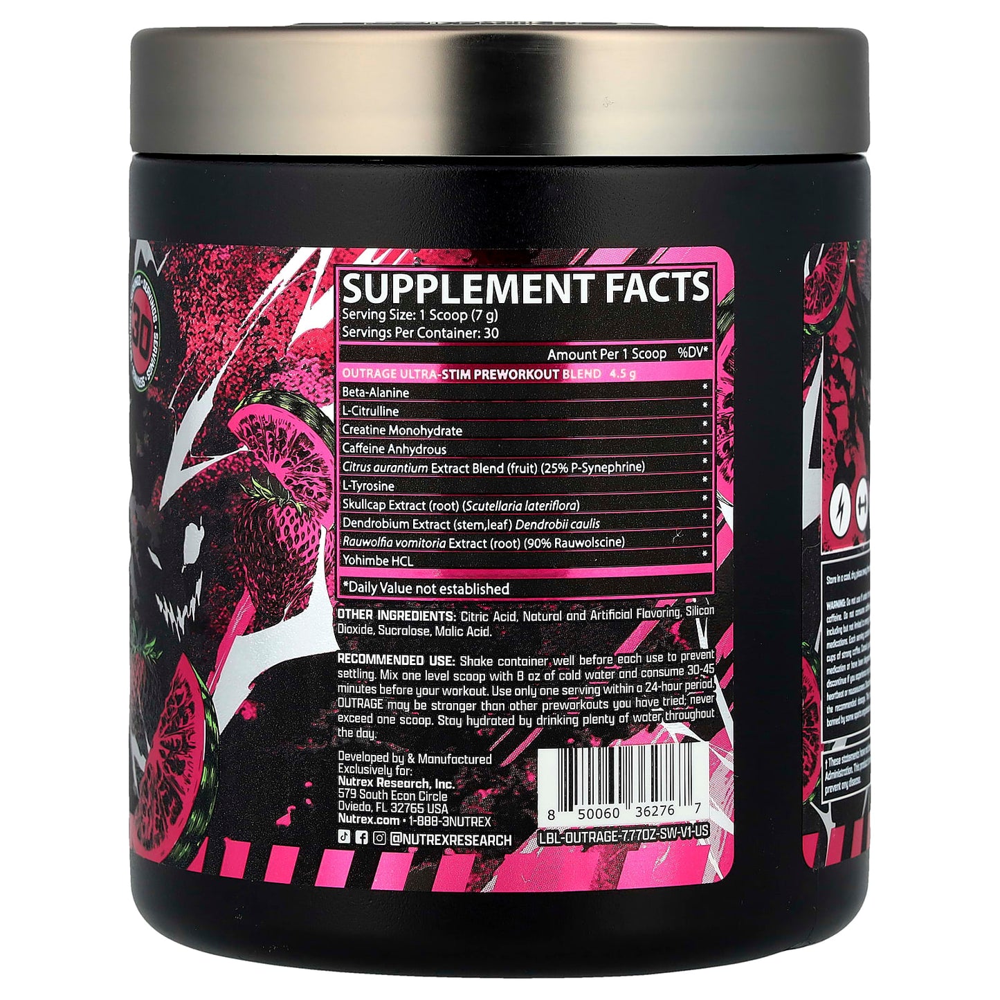 Nutrex Research, Outrage, Ultra Stim Pre Workout, Strawberry Watermelon, 7.77 oz (220.41 g) - Image 2