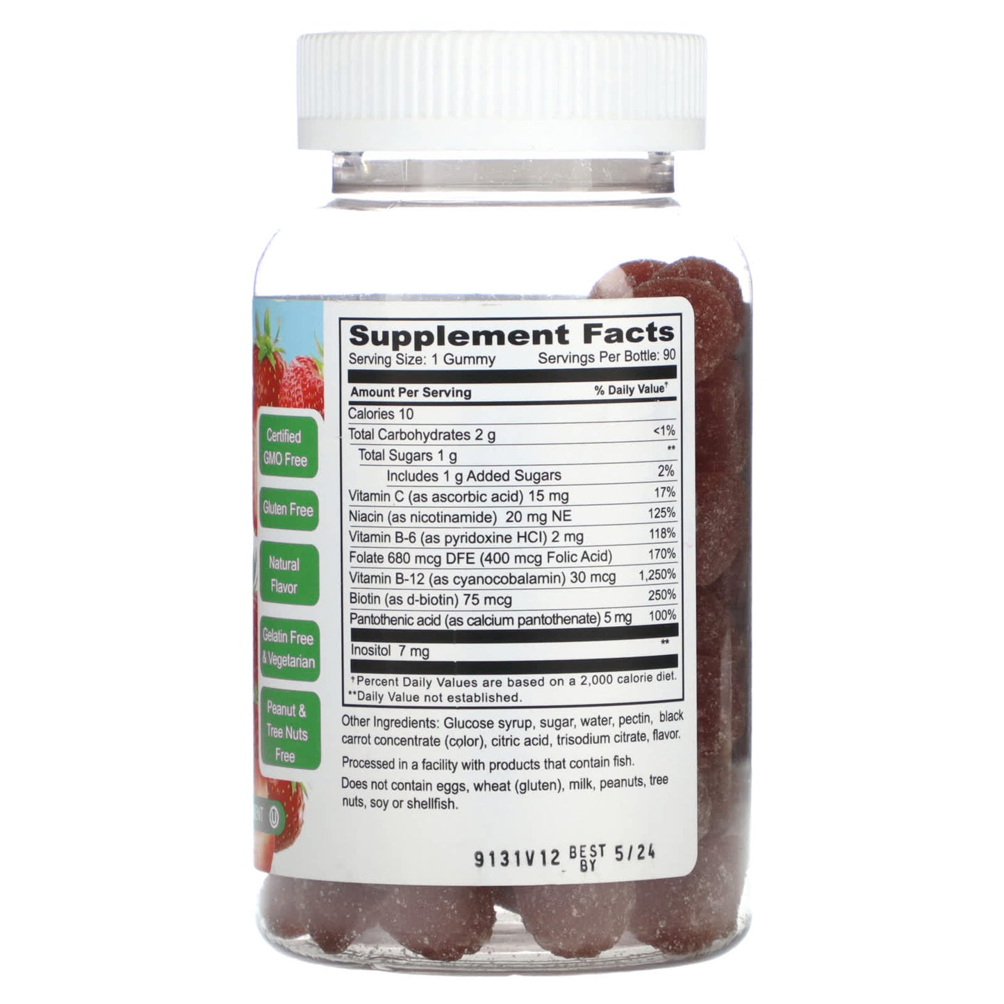Doctor's Finest B Complex Gummies with Vitamin C, Strawberry, 90 Count - Image 2