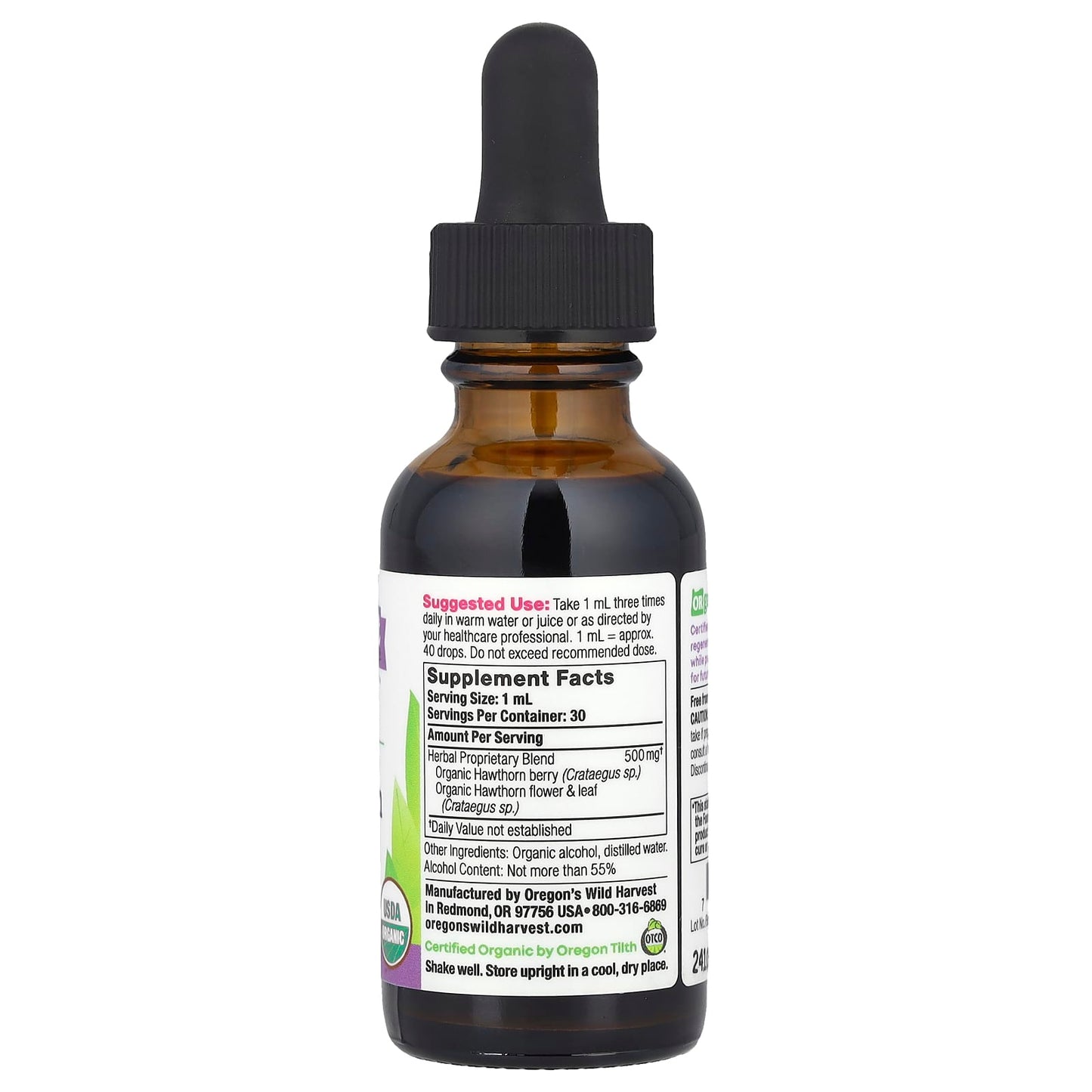 Oregon's Wild Harvest, Organic Hawthorn Extract, 1 fl oz (30 ml) - Image 2