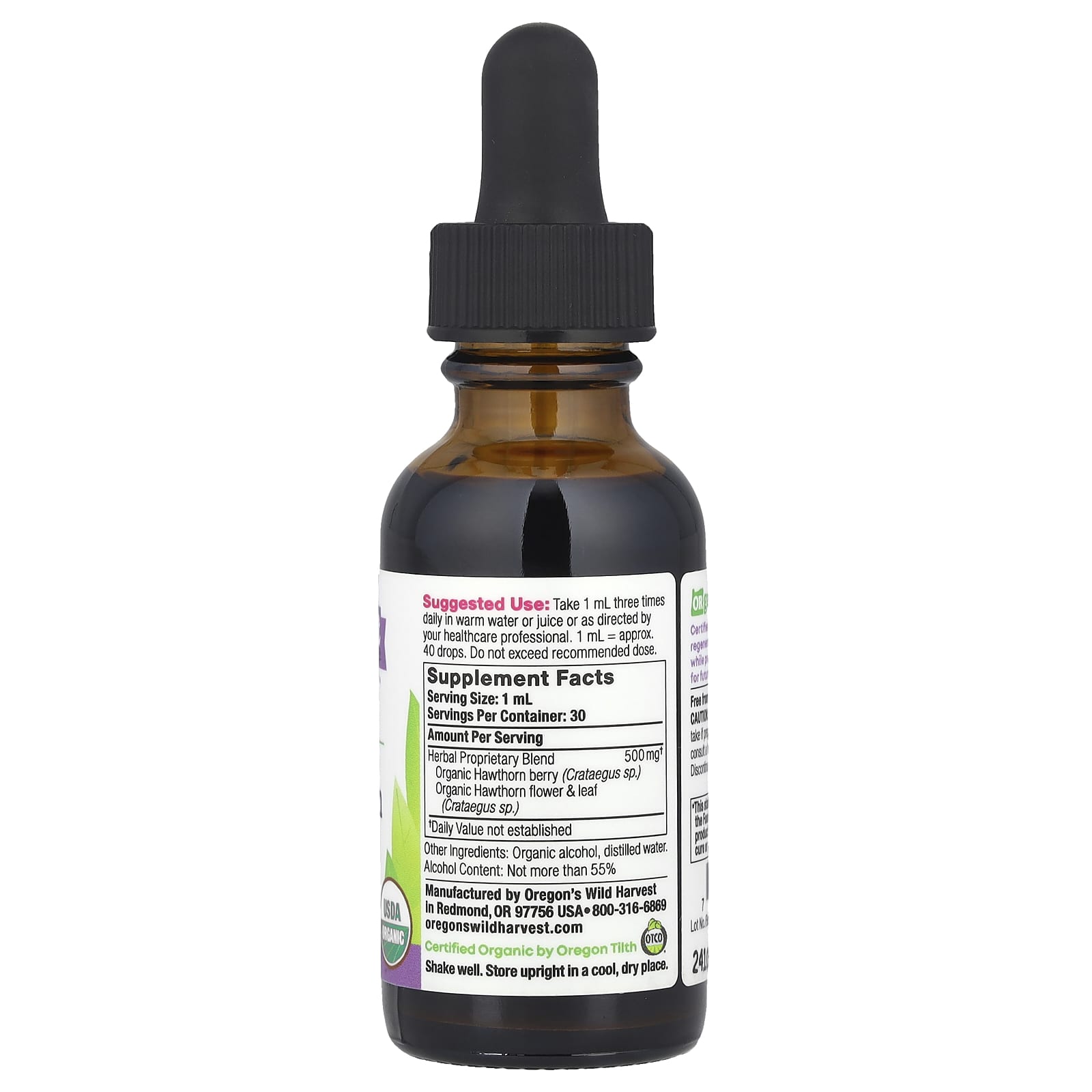 Oregon's Wild Harvest, Organic Hawthorn Extract, 1 fl oz (30 ml) - Image 2