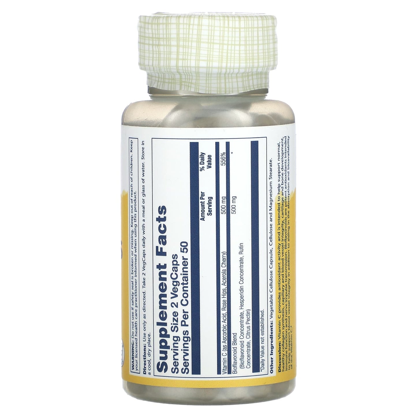 Solaray, Vitamin C & Bioflavonoids, 1:1 Ratio, 100 VegCaps - Image 2