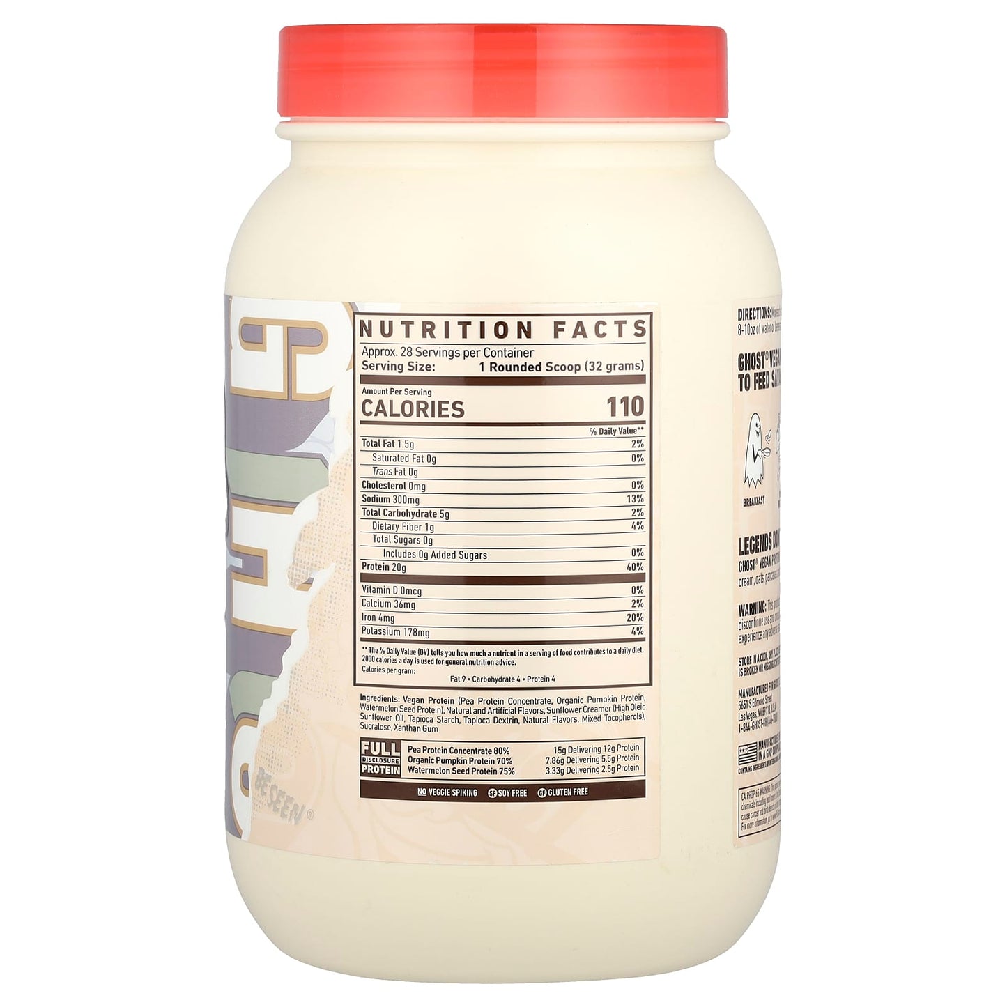 Ghost Vegan Protein Powder - Banana Pancake Batter, 2 lb (896g) - Image 2
