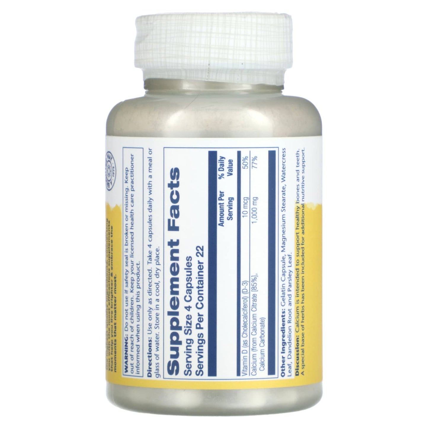 Solaray, Calcium Citrate with Vitamin D-3, 1,000 mg, 90 Capsules - Image 2
