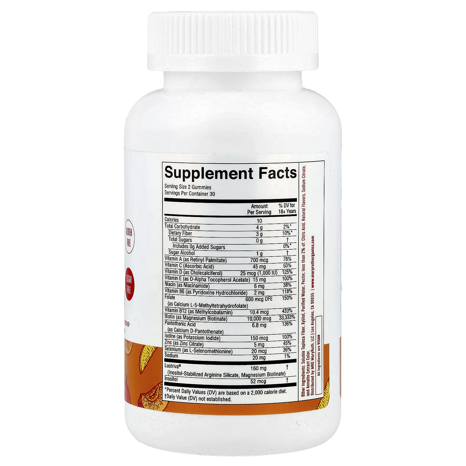 MaryRuth's, Multivitamin Gummies + Hair Growth, Peach Mango, 60 Gummies - Image 2