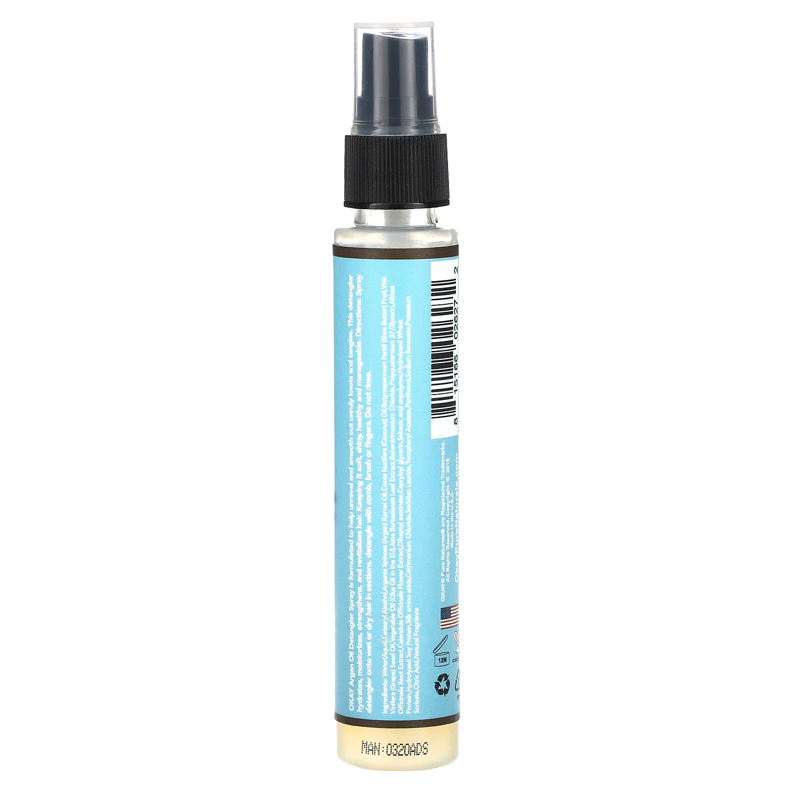 Okay Pure Naturals, Argan Detangler Spray , 2 fl oz (59 ml) - Image 2