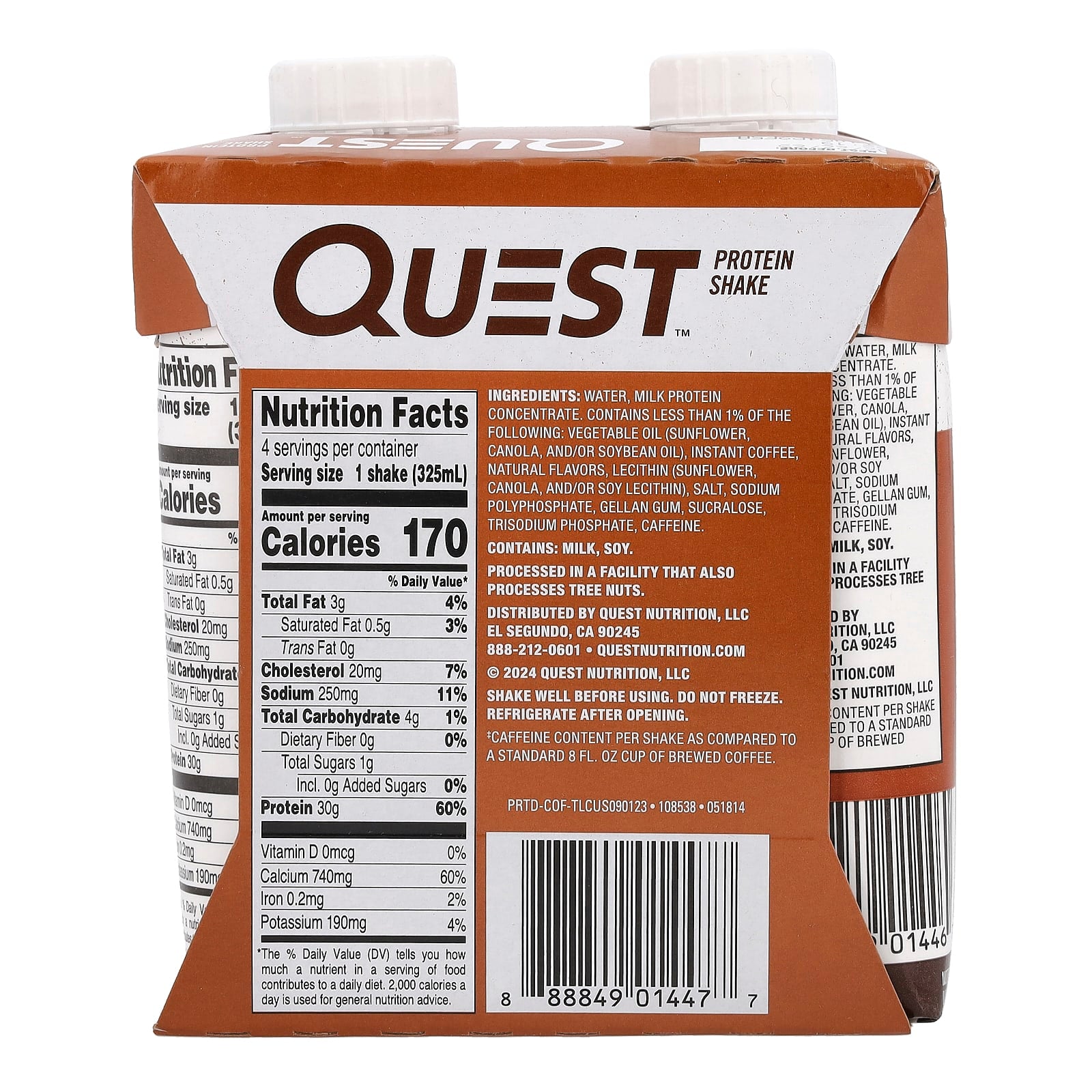 Quest Nutrition, Protein Shake, Coffee, 4 Shakes, 11 fl oz (325 ml) Each - Image 2